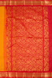 Orange Handwoven Gadwal Kuttu Cotton Saree 10061422