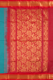 Bluish Green Handloom Gadwal Kuttu Cotton Saree 10061427