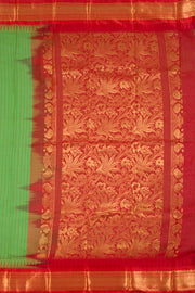 Mantis Green Handwoven Gadwal Kuttu Cotton Saree 10061430