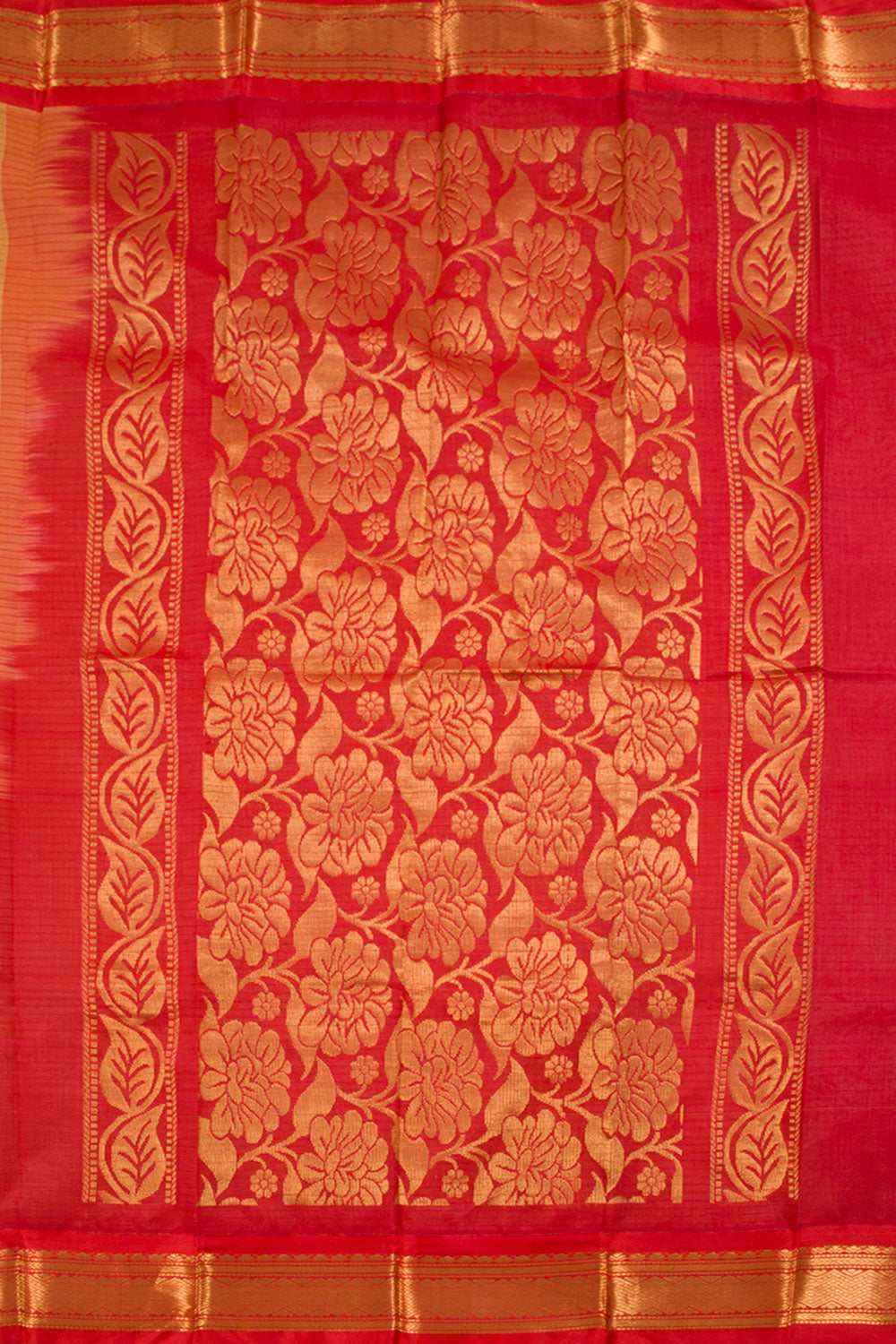 Butterscotch Orange Handwoven Gadwal Kuttu Cotton Saree 10061434