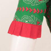 Green Kantha Embroidered Cotton Blouse 10059231
