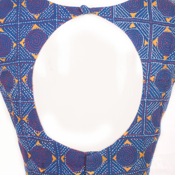 Kantha Embroidered Sleeveless Cotton Blouse 10059238