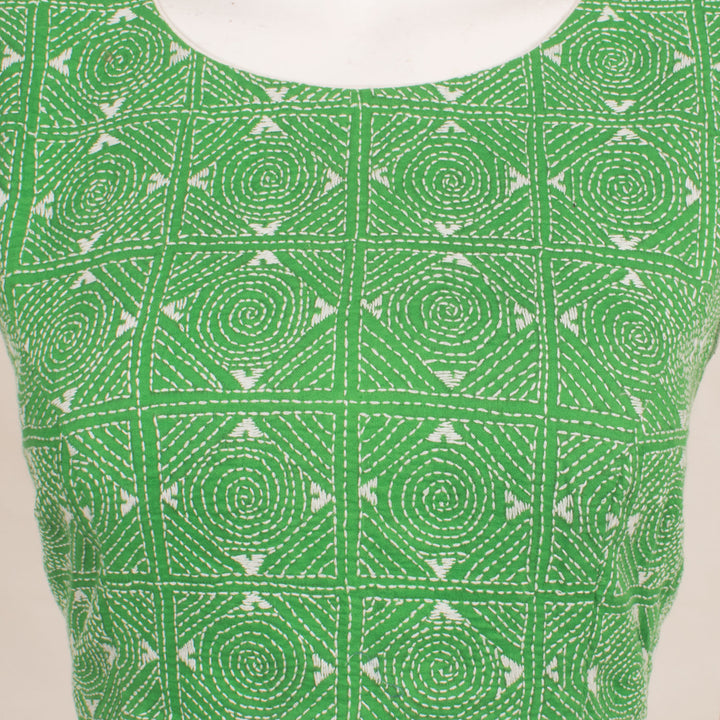 Kantha Embroidered Sleeveless Cotton Blouse 10059251
