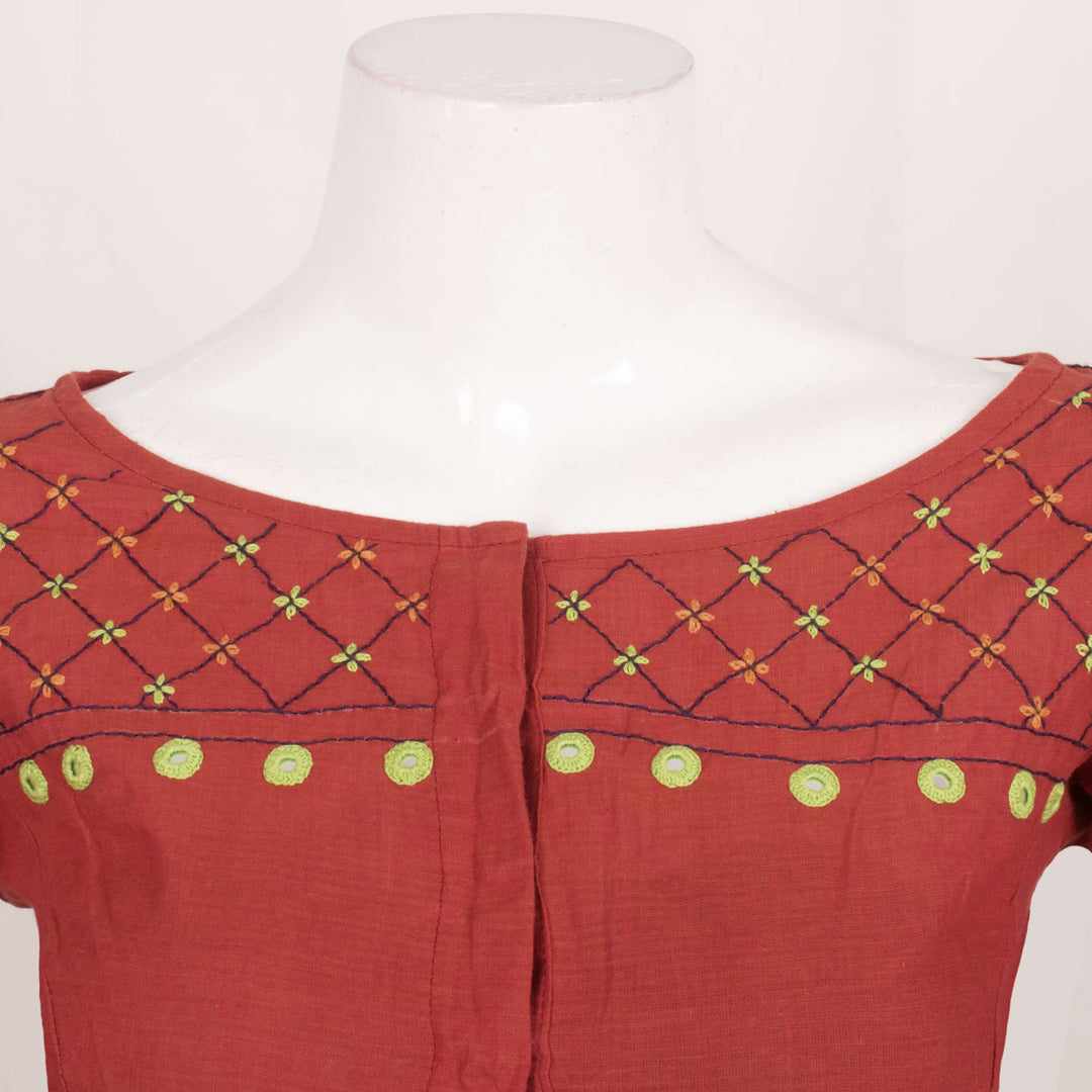 Mirror Work Embroidered Cotton Blouse 10055526