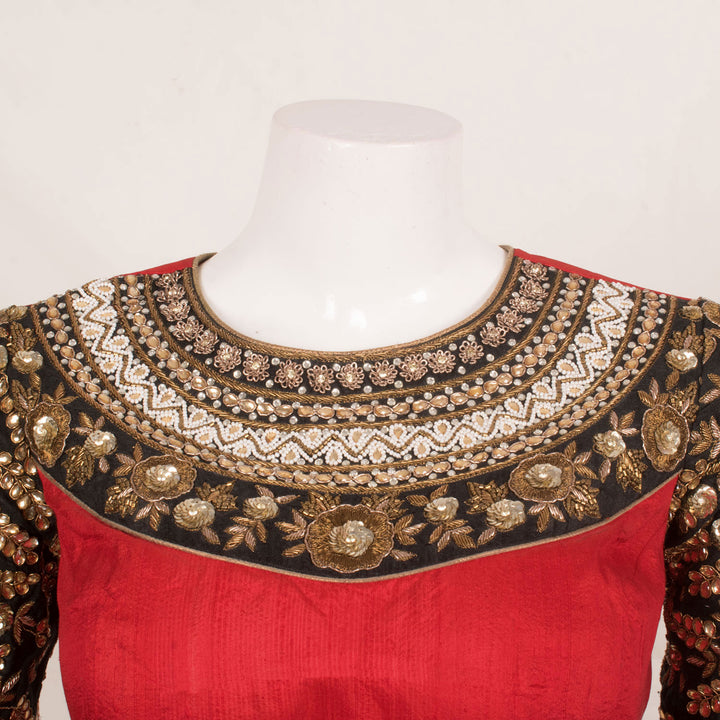 Zardosi Embroidered Raw Silk Blouse 10056342