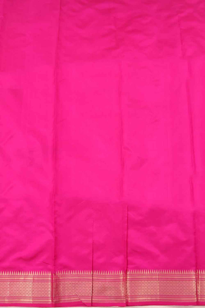 Bright Pink Handloom Banarasi Dupion Silk Saree 10059854