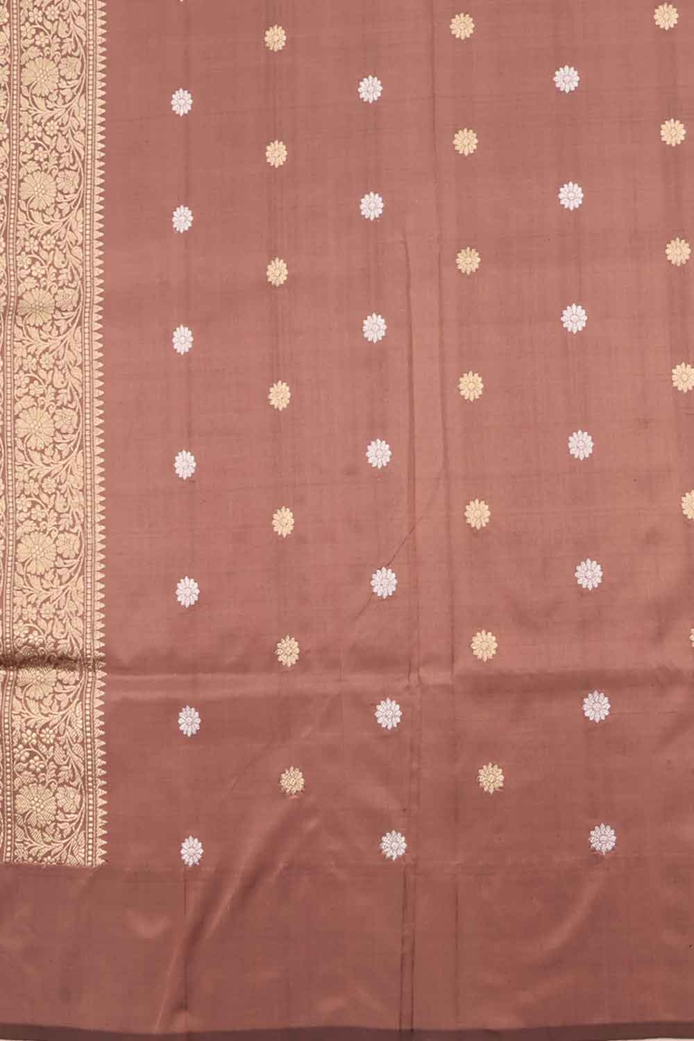 Taupe Brown Handloom Banarasi Kadhwa Katan Silk Saree 10059858