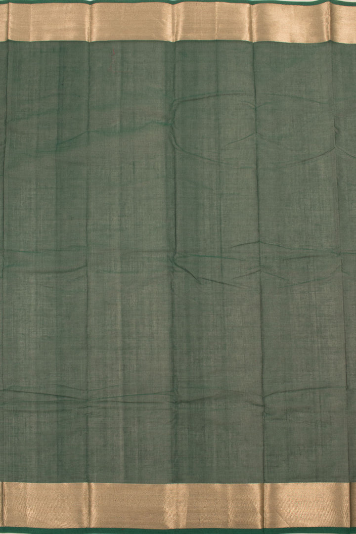 Dark Green Handwoven Kanchi Cotton Saree 10059530