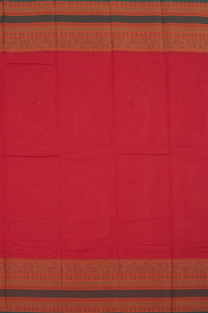 Rufous Red Handloom Kanchi Cotton Saree 10059547