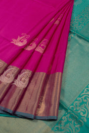 Barbie Pink Handloom Kanjivaram Soft Silk Saree 10058495