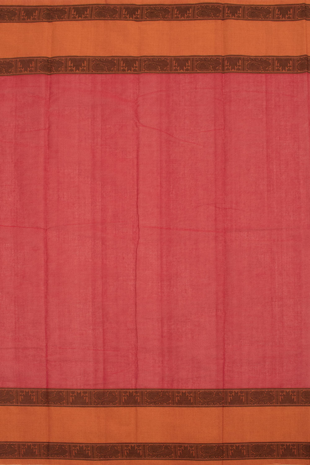 Rufous Red Handloom Kanchi Cotton Saree 10059553