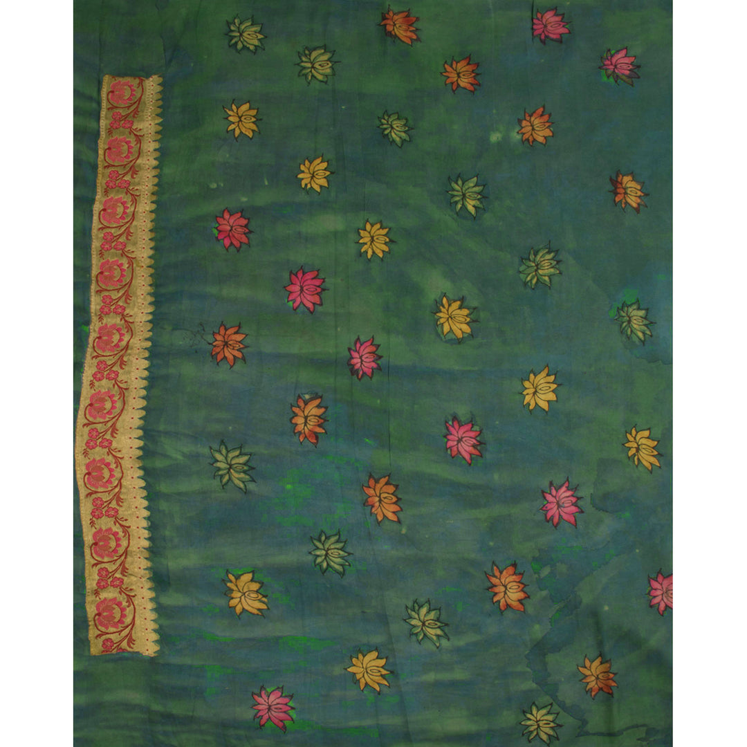 Hand Painted Pen Kalamkari Kanjivaram Silk Saree 10055627