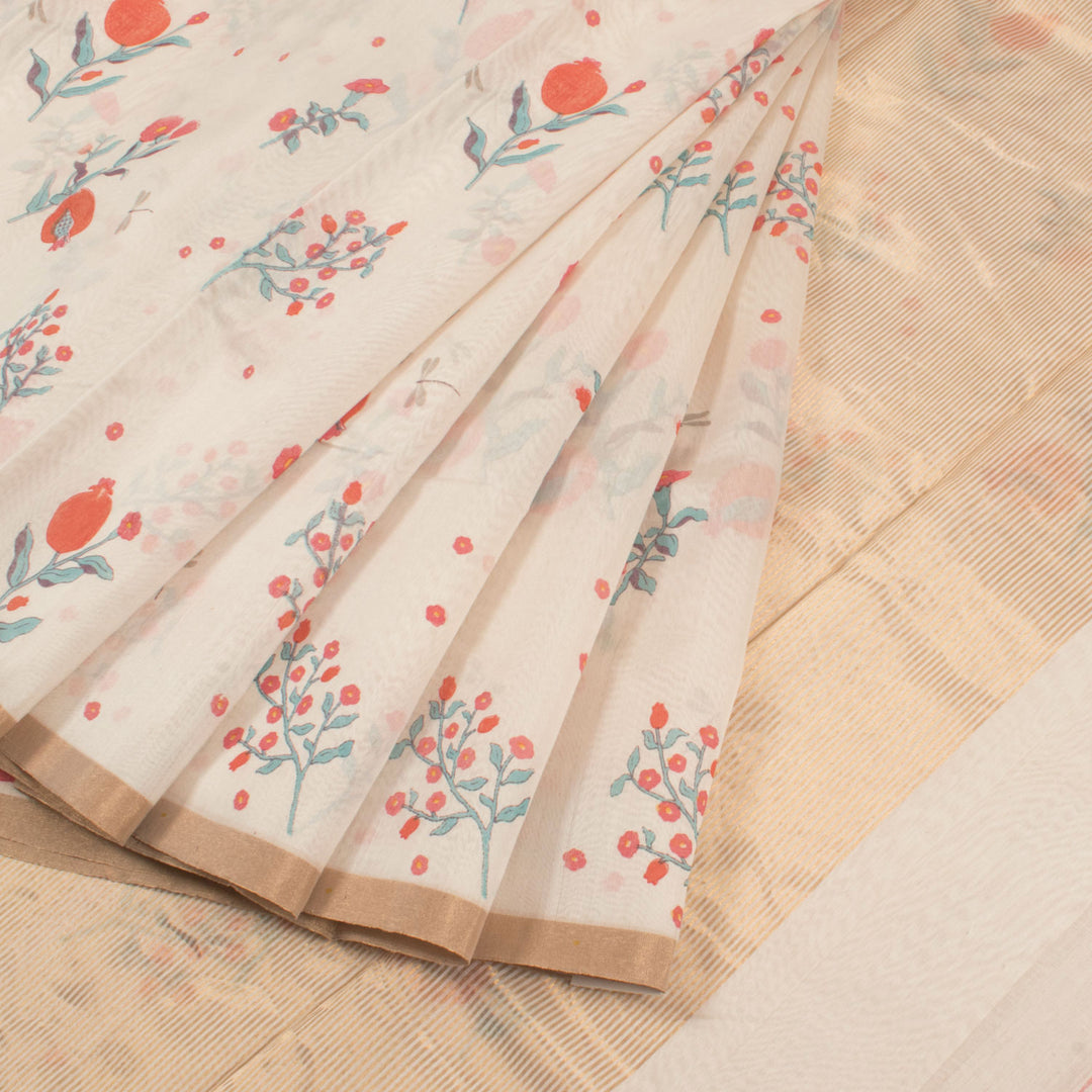 Printed Handloom Chanderi Silk Cotton Saree 10055913