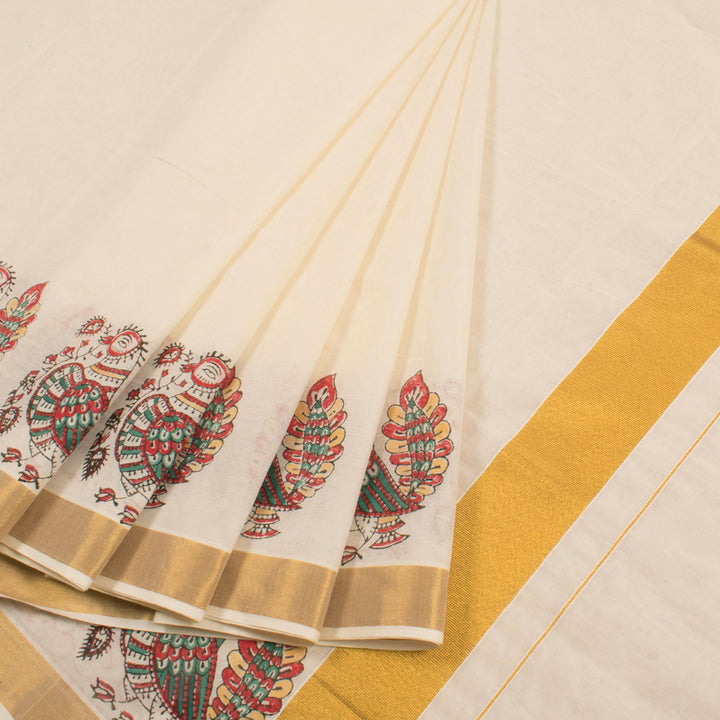 Hand Painted Kerala Cotton Saree 10056545