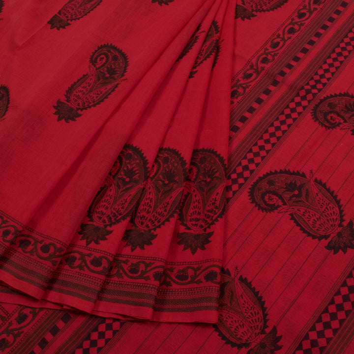 Hand Block Printed Mangalgiri Cotton Saree 10056936