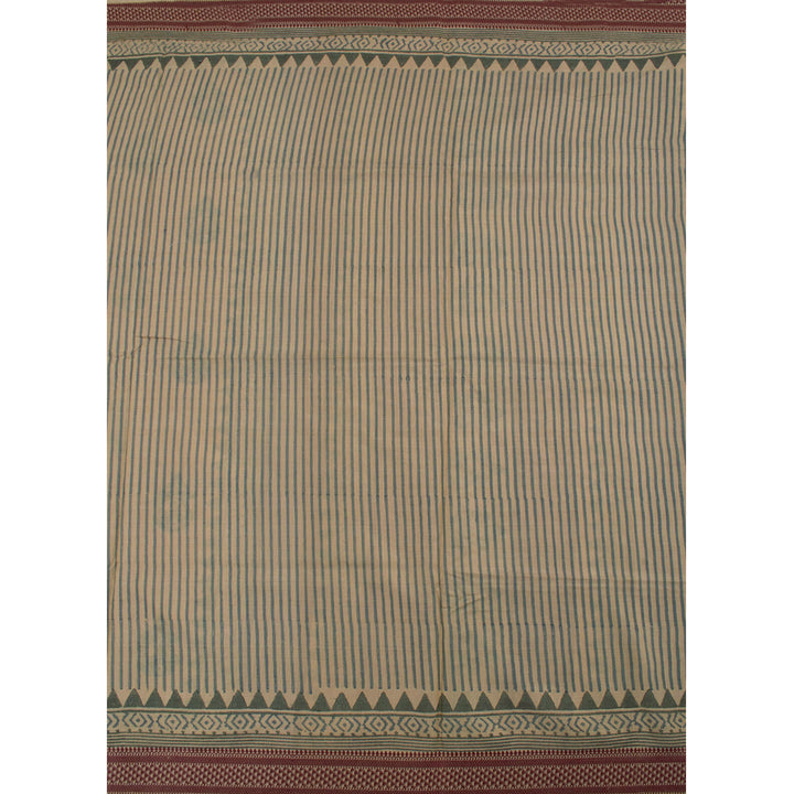 Hand Block Printed Tussar Cotton Saree 10057147