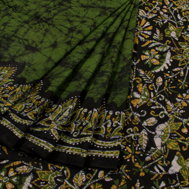 Batik Printed Cotton Saree 10057245
