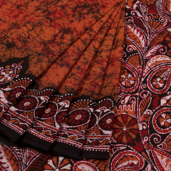 Batik Printed Cotton Saree 10057247