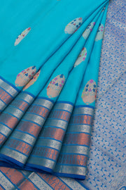 Ananda Blue Handloom Pure Zari Kanjivaram Silk Saree 10057681