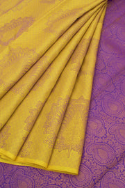 Amber Yellow Handloom Pure Zari Nakashi Kanjivaram Silk Saree 10057803