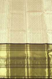 Cream Pure Zari Korvai Kanjivaram Tissue Silk Pattu Pavadai Material 10058086