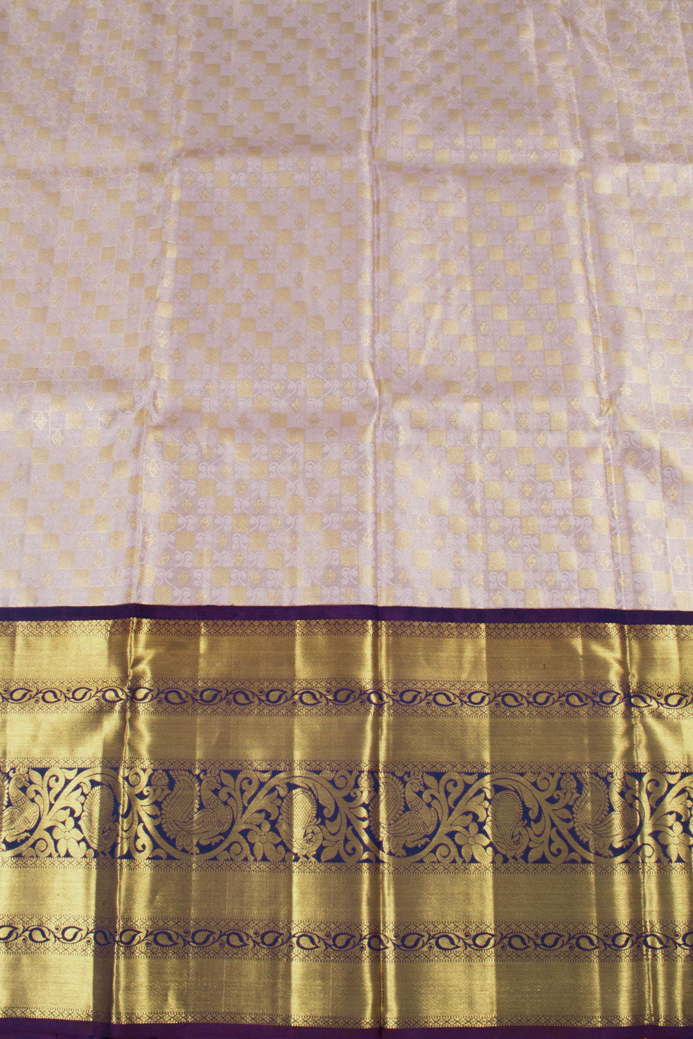 lavender Pure Zari Korvai Kanjivaram Tissue Silk Pattu Pavadai Material 10058089