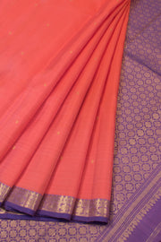 Peach Handloom Pure Zari Kanjivaram Silk Saree 10058358