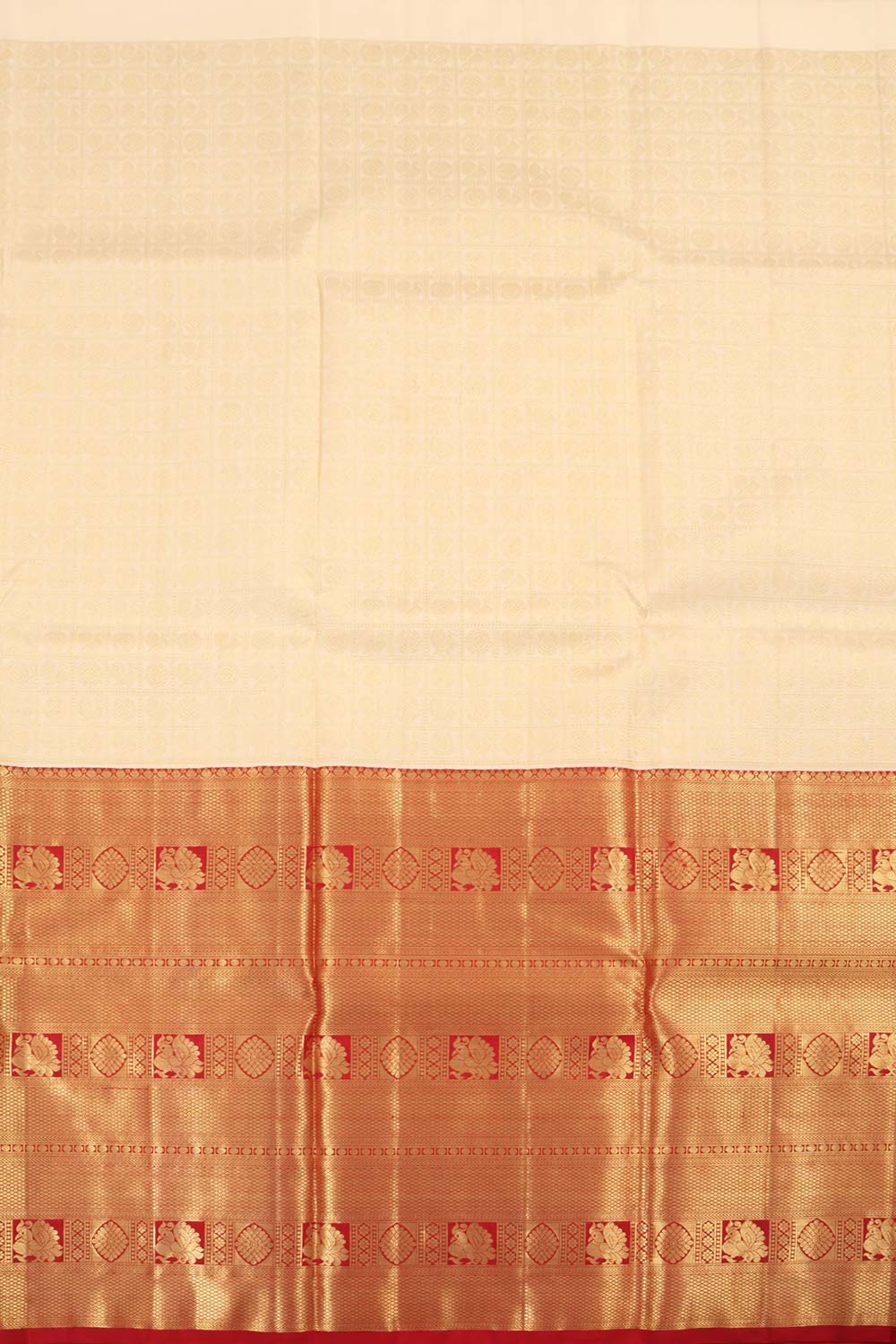 Cream Kanjivaram Pattu Pavadai Material 10059609