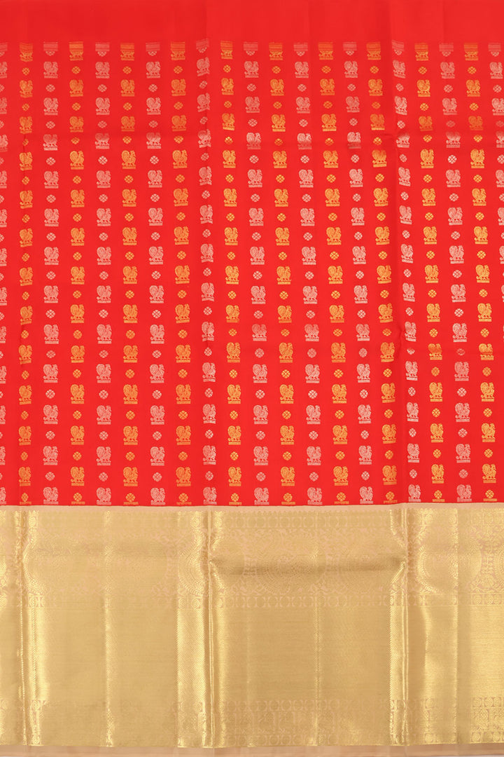 Ruby Red Korvai Kanjivaram Pattu Pavadai Material 10059613