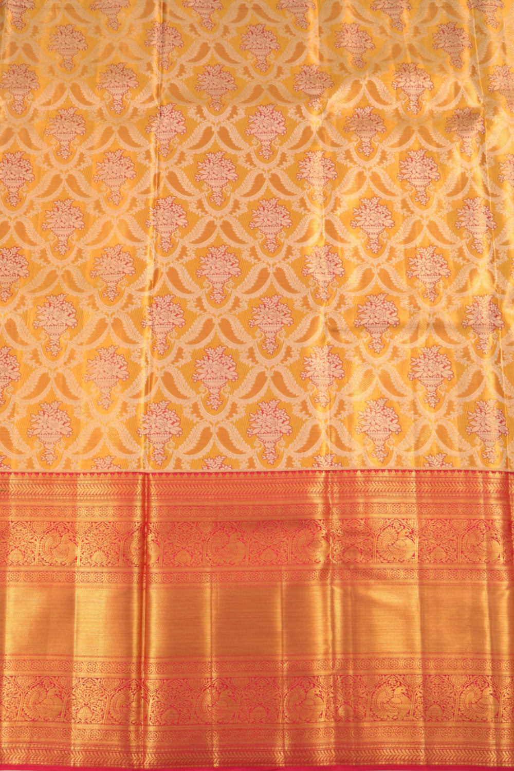 Turmeric Yellow Kanjivaram Tissue Pattu Pavadai Material 10059614