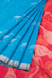 Dodger Blue Kanjivaram Soft Silk Saree 10059876