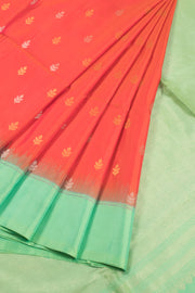 Coral Pink Kanjivaram Soft Silk Saree 10059896