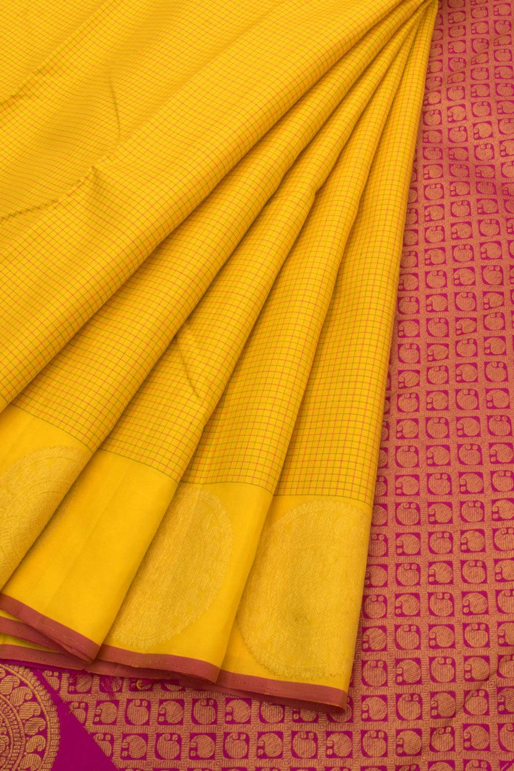 Amber Yellow Pure Zari Kanjivaram Silk Saree 10060018