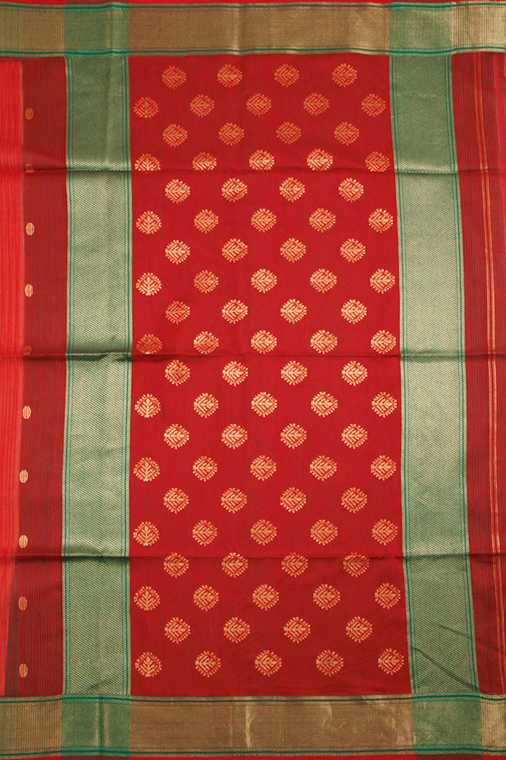 Red Handloom Maheshwari Silk Cotton Saree 10060451