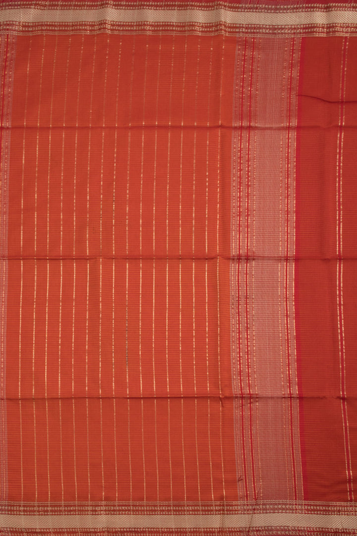 Rust Orange Handloom Maheshwari Silk Cotton Saree 10060467