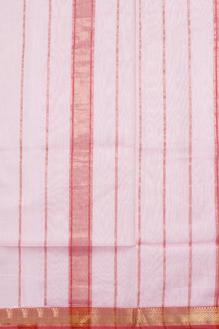 Pastel Pink Handloom Maheshwari Silk Cotton Saree 10060475