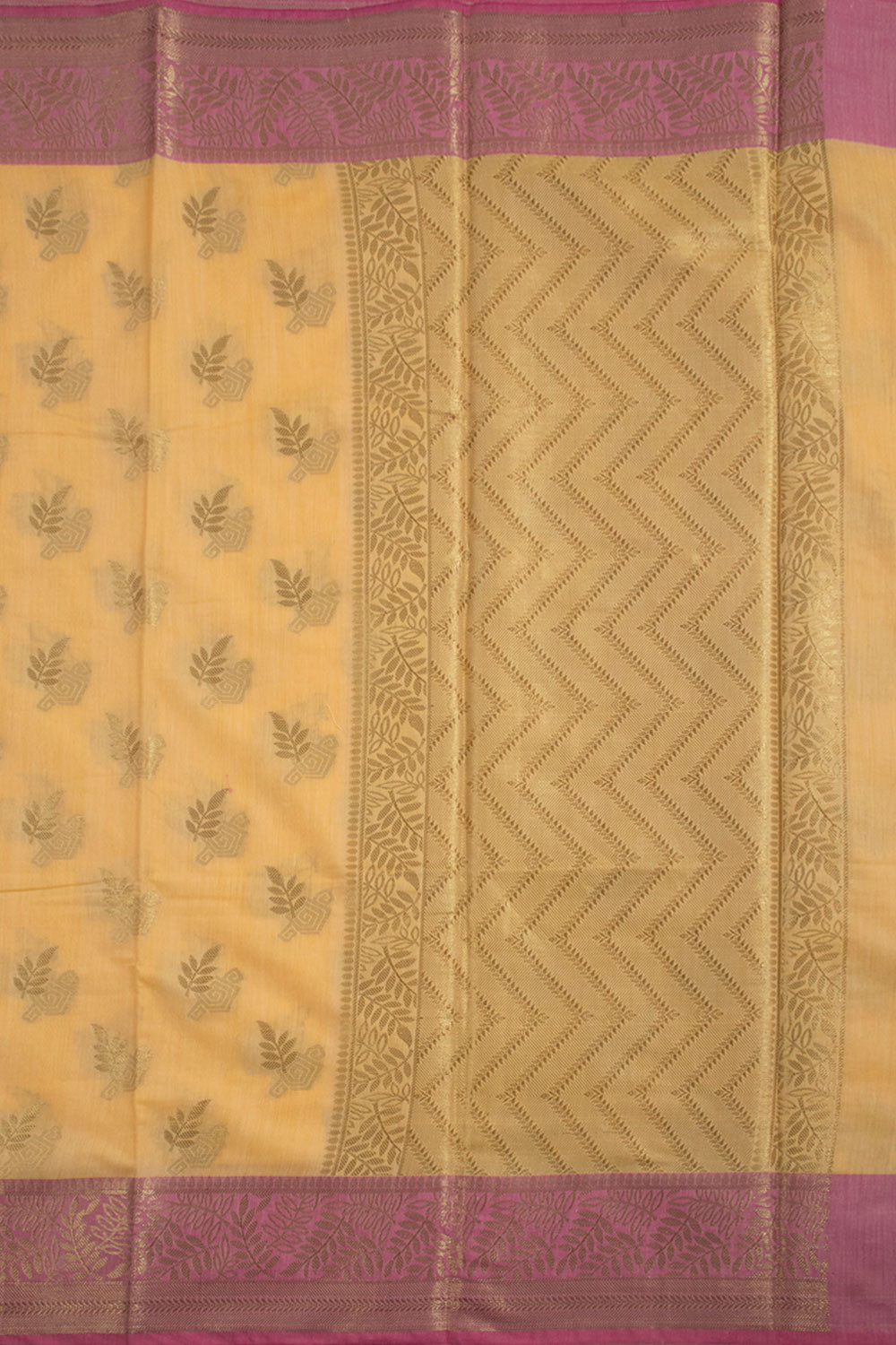 Butterscotch Yellow Handloom Banarasi Cotton Saree 10060607