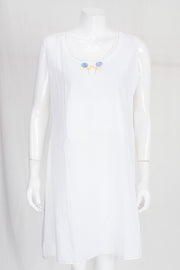 Blue & White Hand Block Printed Cotton A line Dress 10061651