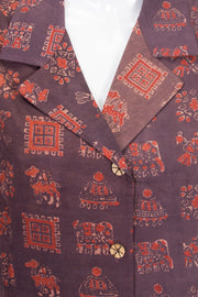 Brown Handcrafted Dabu Printed Cotton Kurta 10061658