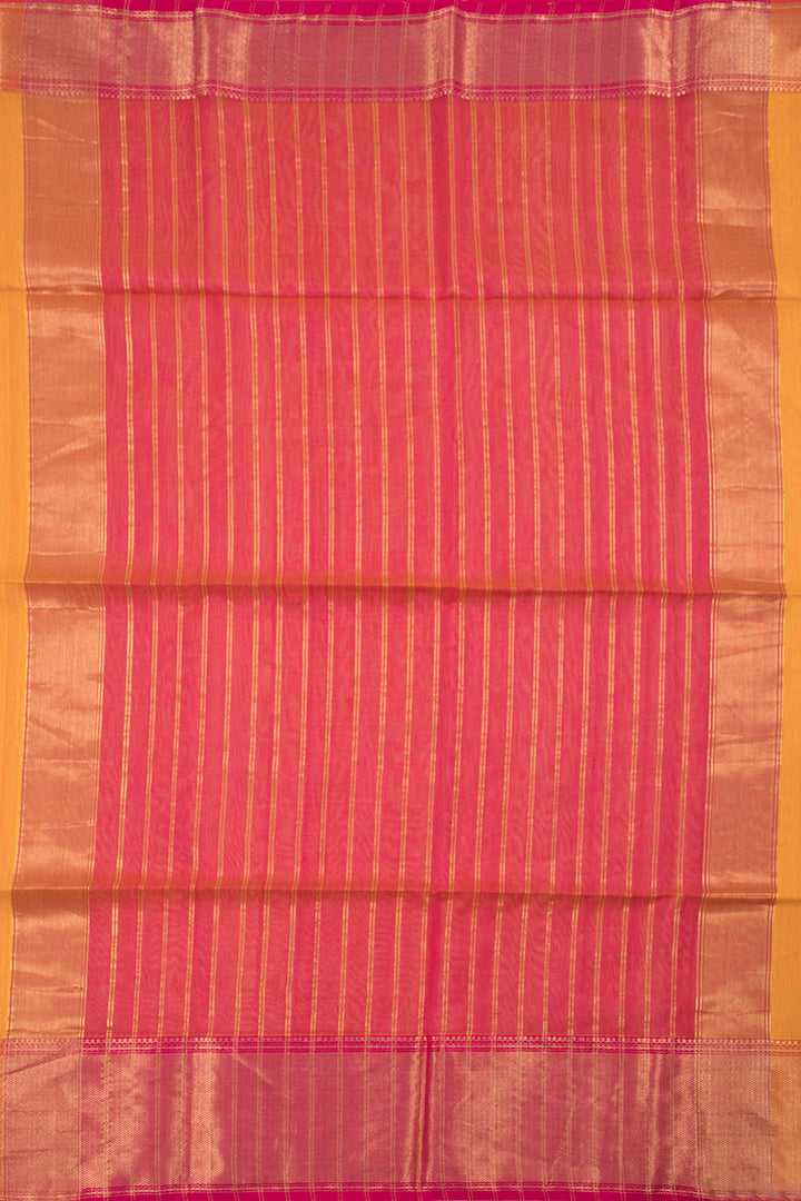 Amber Yellow Handloom Maheswari Silk Cotton Saree 10060253