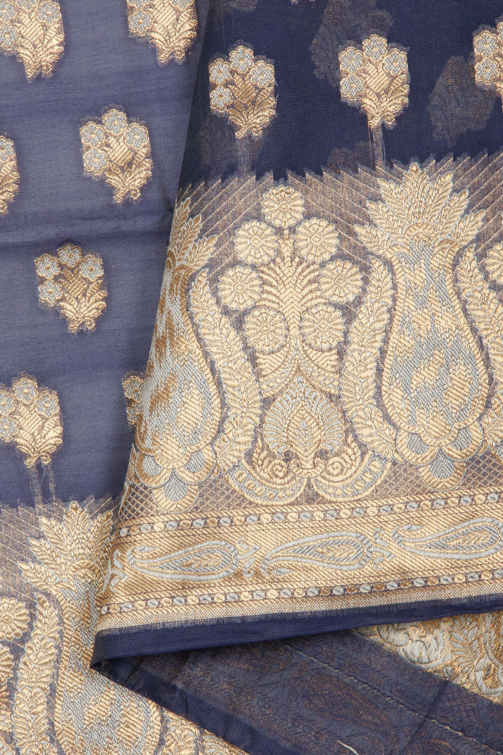 Glaucous Blue Banarasi Silk Salwar Suit Material 10061154