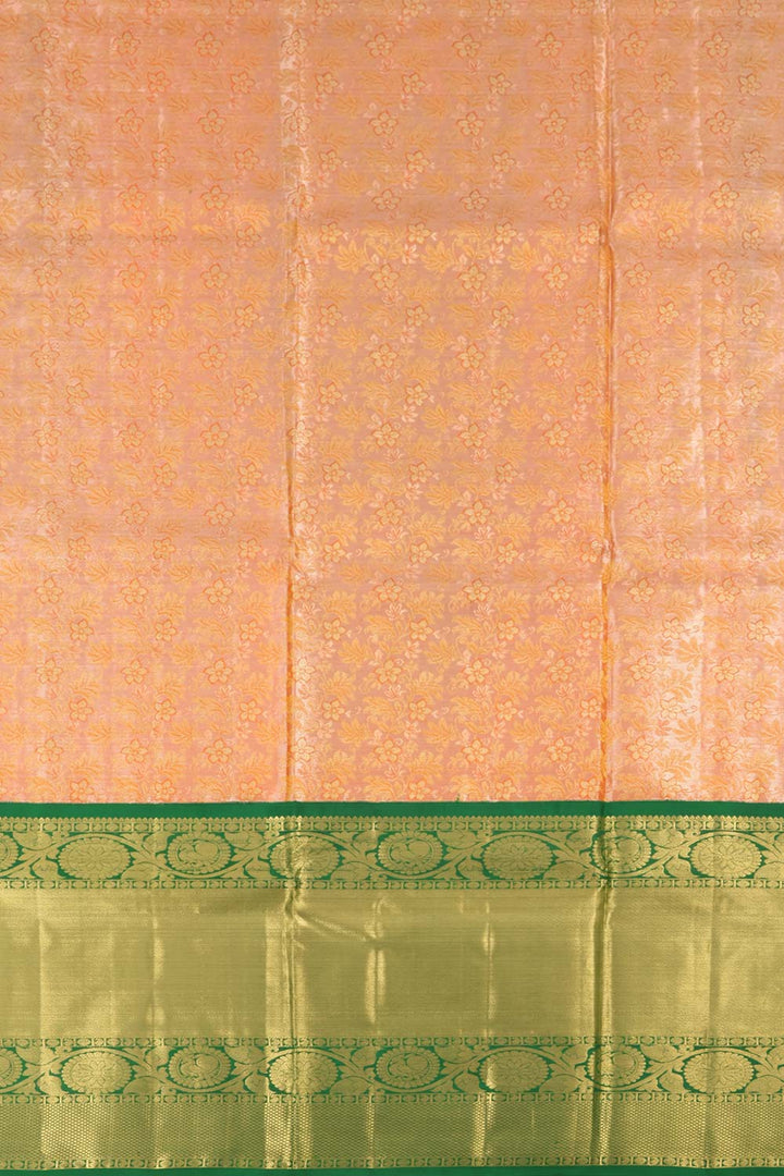 Peach Korvai Kanjivaram Tissue Pattu Pavadai Material 10059608