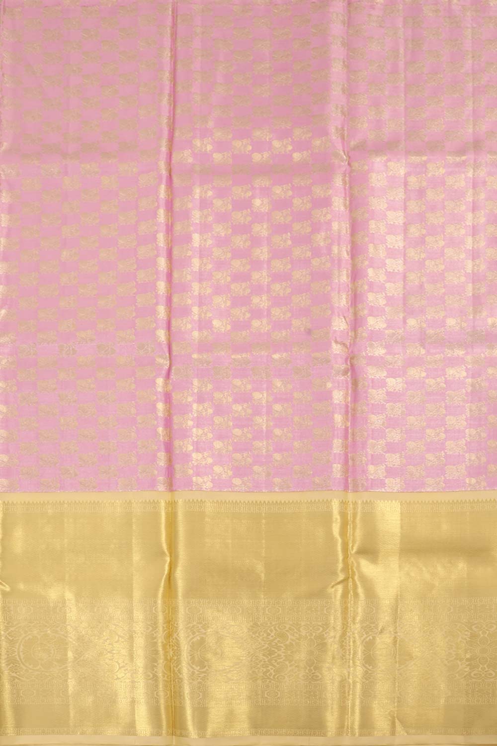 Pastel Pink Korvai Kanjivaram Tissue Pattu Pavadai Material 10059617