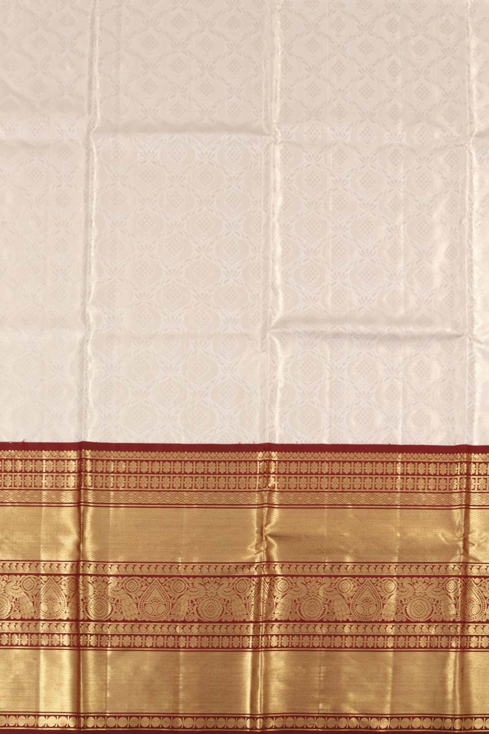 Glittering Silver Kanjivaram Tissue Pattu Pavadai Material 10059636