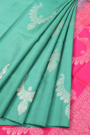 Jade Green Borderless Kanjivaram Soft Silk Saree 10059797