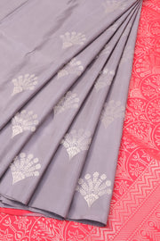 Metal Grey Borderless Kanjivaram Soft Silk Saree 10059800