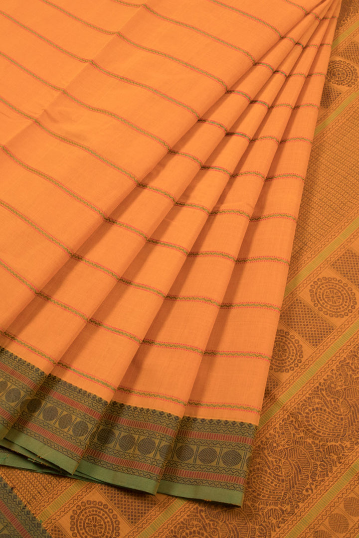 Chrome Yellow Handwoven Kanchi Cotton Saree 10059978