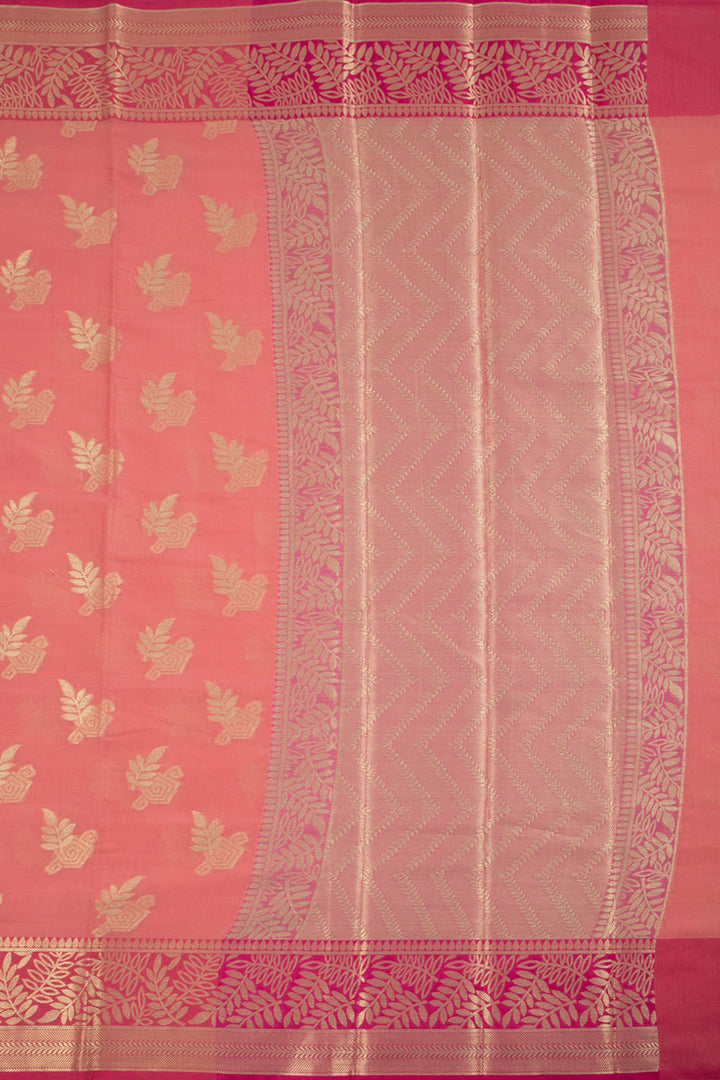 Peach Handloom Banarasi Cotton Saree 10061113