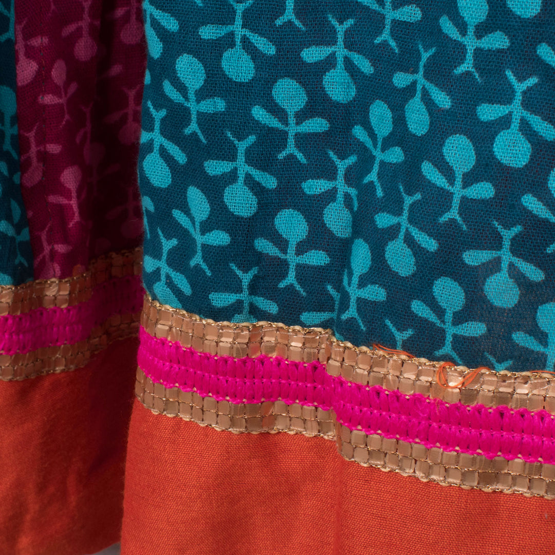 Hand Block Printed Kalidar Cotton Skirt 10055174