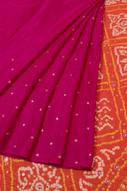 Orchid Purple Handcrafted Bandhani Gajji Silk Saree 10058345